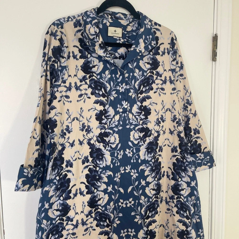 Tuckernuck NWOT Indigo Reflection Stretch Cotton Megan Dress Women's Size XL - Picture 4 of 11